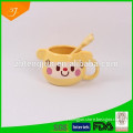 yellow glazed soup mug with spoon cartoon design